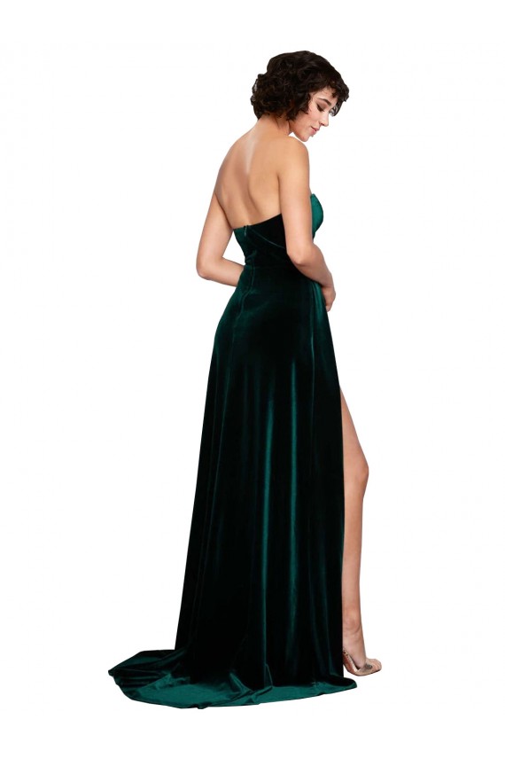 Stretch Velvet A-Line Sweep Train Sleeveless Low Back Semi Formal Evening Dress / Prom Dress / Bridesmaid Dress Cairns
