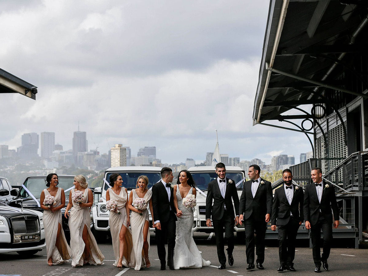 Full Length Luxe Chiffon Long Champagne bridesmaid dresses Cairns with Sexy High Slit and Front Ruffles